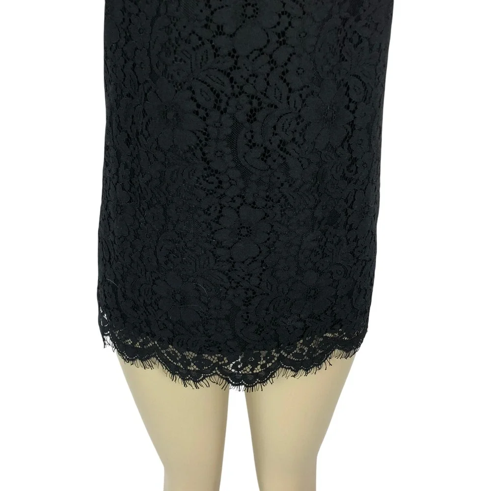 Cabi Black Floral Scalloped Eyelash Lace Top Blouse Size M #3605 Business Office